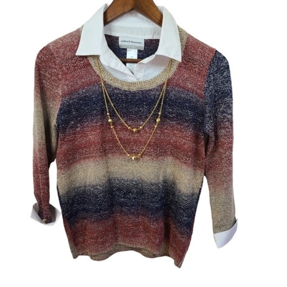 Alfred Dunner Grandma Core Knit Layered Look Sweater Small Womens